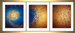 Prints Of Original Contemporary Modern Abstract Gold Blue Metallic Painting-Star In The Night 5 small