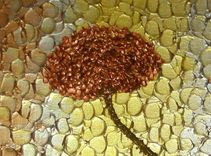 Original Red Palette Knife Impasto Flowers, Metallic Copper Roses Poppies, Floral Painting, Gold Art 2 small