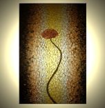 Original Red Palette Knife Impasto Flowers, Metallic Copper Roses Poppies, Floral Painting, Gold Art 3 small