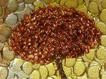 Original Red Palette Knife Impasto Flowers, Metallic Copper Roses Poppies, Floral Painting, Gold Art 4 small