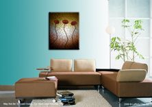 Red Flowers, Original Poppies Painting, Abstract Copper Metallic Floral, Textured Palette Knife 2 small