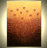 Original Impasto Red Flowers Painting Textured Blossom Landscape Roses Poppies Palette Knife Art 4 small