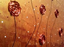 Original Impasto Red Flowers Painting Textured Blossom Landscape Roses Poppies Palette Knife Art 5 small