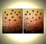 Original Flowers Abstract Impasto Gold Red Roses Poppies Painting, Textured Palette Knife Art 1 small