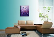 Original Abstract Purple Tulips Impasto White Flowers Landscape Painting Modern Palette Knife Art 1 small