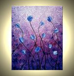 Original Abstract Purple Tulips Impasto White Flowers Landscape Painting Modern Palette Knife Art 4 small