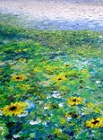 Original Large Abstract Yellow Impressionist-Sunflower Landscape Art Textured Palette Knife - 40x30 2 small