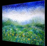 Original Large Abstract Yellow Impressionist-Sunflower Landscape Art Textured Palette Knife - 40x30 4 small