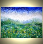 Original Large Abstract Yellow Impressionist-Sunflower Landscape Art Textured Palette Knife - 40x30 5 small