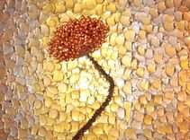 Original Red Flowers, Metallic Copper Roses Poppies, Floral Painting - Gold Abstract Modern Art 2 small