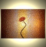 Original Red Flowers, Metallic Copper Roses Poppies, Floral Painting - Gold Abstract Modern Art 3 small