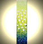 Original Abstract White Blossom Flowers Impasto Yellow Landscape Art Textured Palette Knife Painting 1 small
