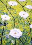 Original Abstract White Blossom Flowers Impasto Yellow Landscape Art Textured Palette Knife Painting 2 small