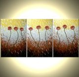 Abstract Art Large Gold Original Red Flowers Metallic Roses Poppies Textured Knife Painting 1 small
