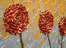 Abstract Art Large Gold Original Red Flowers Metallic Roses Poppies Textured Knife Painting 2 small