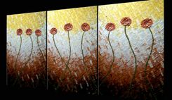 Abstract Art Large Gold Original Red Flowers Metallic Roses Poppies Textured Knife Painting 4 small