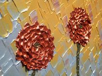 Abstract Art Large Gold Original Red Flowers Metallic Roses Poppies Textured Knife Painting 5 small