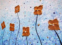 Original Large Abstract Painting Contemporary Impasto Flowers. White Blue Gold Floral Art 24 X 54 4 small