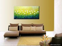 Original Abstract White Daisies Flowers Blossom Impasto Landscape Textured Palette Knife Painting 1 small