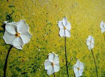 Original Abstract White Daisies Flowers Blossom Impasto Landscape Textured Palette Knife Painting 4 small