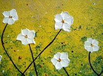 Original Abstract White Daisies Flowers Blossom Impasto Landscape Textured Palette Knife Painting 5 small