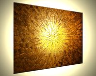 Abstract Metallic Original Painting Contemporary Impasto Gold Bronze Palette Knife Textured Art 5 small