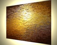 Original Abstract Metallic Reflective Painting Gold Bronze Impasto Palette Knife Textured Art 3 small