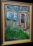 Original Abstract Green Impasto Church Garden Daisies Impressionist Textured Rectory Painting 1 small