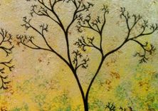 Original Abstract Tree Painting, Green Landscape Painting, Textured Tree, Blue Green Palette Knife 2 small