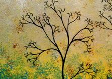 Original Abstract Tree Painting, Green Landscape Painting, Textured Tree, Blue Green Palette Knife 5 small