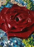 Original Abstract Red Roses Floral Landscape Impasto Garden Impressionist Textured Framed Painting 1 small