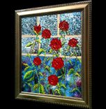 Original Abstract Red Roses Floral Landscape Impasto Garden Impressionist Textured Framed Painting 3 small