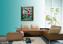 Original Abstract Red Roses Floral Landscape Impasto Garden Impressionist Textured Framed Painting 5 small