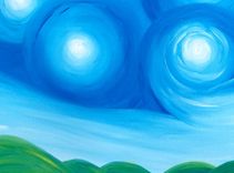 Original Acrylic Art, Blue Green Painting, Modern Abstract Landscape, Textured Starry Night 4 small