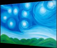 Original Acrylic Art, Blue Green Painting, Modern Abstract Landscape, Textured Starry Night 5 small