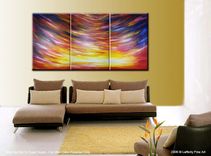 Huge Original Red Sunrise Sunset Abstract 3ft X 6ft Painting By Artist Dan Lafferty - 36"X72" 1 small