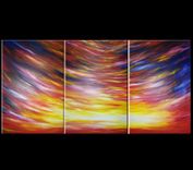 Huge Original Red Sunrise Sunset Abstract 3ft X 6ft Painting By Artist Dan Lafferty - 36"X72" 3 small