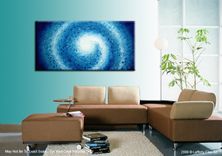 Abstract Painting, Original Painting, Blue White Textured Palette Knife Art, Impasto Storm - 24x48 3 small