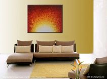 Original Abstract Red Sunrise Sunset 4ft X 5ft Painting By Artist Dan Lafferty - 48"X60" - 22% Off 5 small