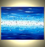 Blue Abstract Painting, Original Contemporary Abstract Art, Blue Ocean Acrylic Painting 2 small