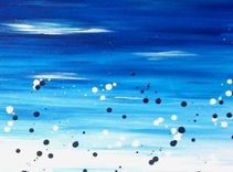 Blue Abstract Painting, Original Contemporary Abstract Art, Blue Ocean Acrylic Painting 5 small