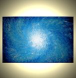 Original Painting, Contemporary Seascape, Abstract Blue Hurricane, White Textured Art 3 small