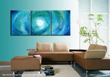 Blue White Original Painting, Abstract Palette Knife Art, Impasto Storm Hurricane, Heavy Texture 3 small