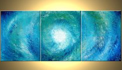Blue White Original Painting, Abstract Palette Knife Art, Impasto Storm Hurricane, Heavy Texture 4 small