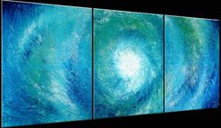 Blue White Original Painting, Abstract Palette Knife Art, Impasto Storm Hurricane, Heavy Texture 5 small