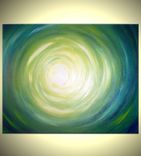 Abstract Green Original Painting, Green Yellow Raindrop, Original Abstract Art By Lafferty - 30x24 1 small