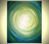 Abstract Green Original Painting, Green Yellow Raindrop, Original Abstract Art By Lafferty - 30x24 2 small