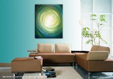 Abstract Green Original Painting, Green Yellow Raindrop, Original Abstract Art By Lafferty - 30x24 3 small