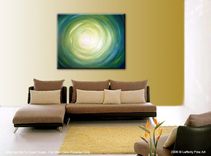 Abstract Green Original Painting, Green Yellow Raindrop, Original Abstract Art By Lafferty - 30x24 5 small