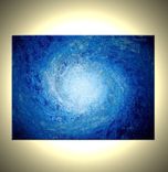 Original Blue White Painting, Textured Abstract Storm Painting, Palette Knife Art On Sale 2 small